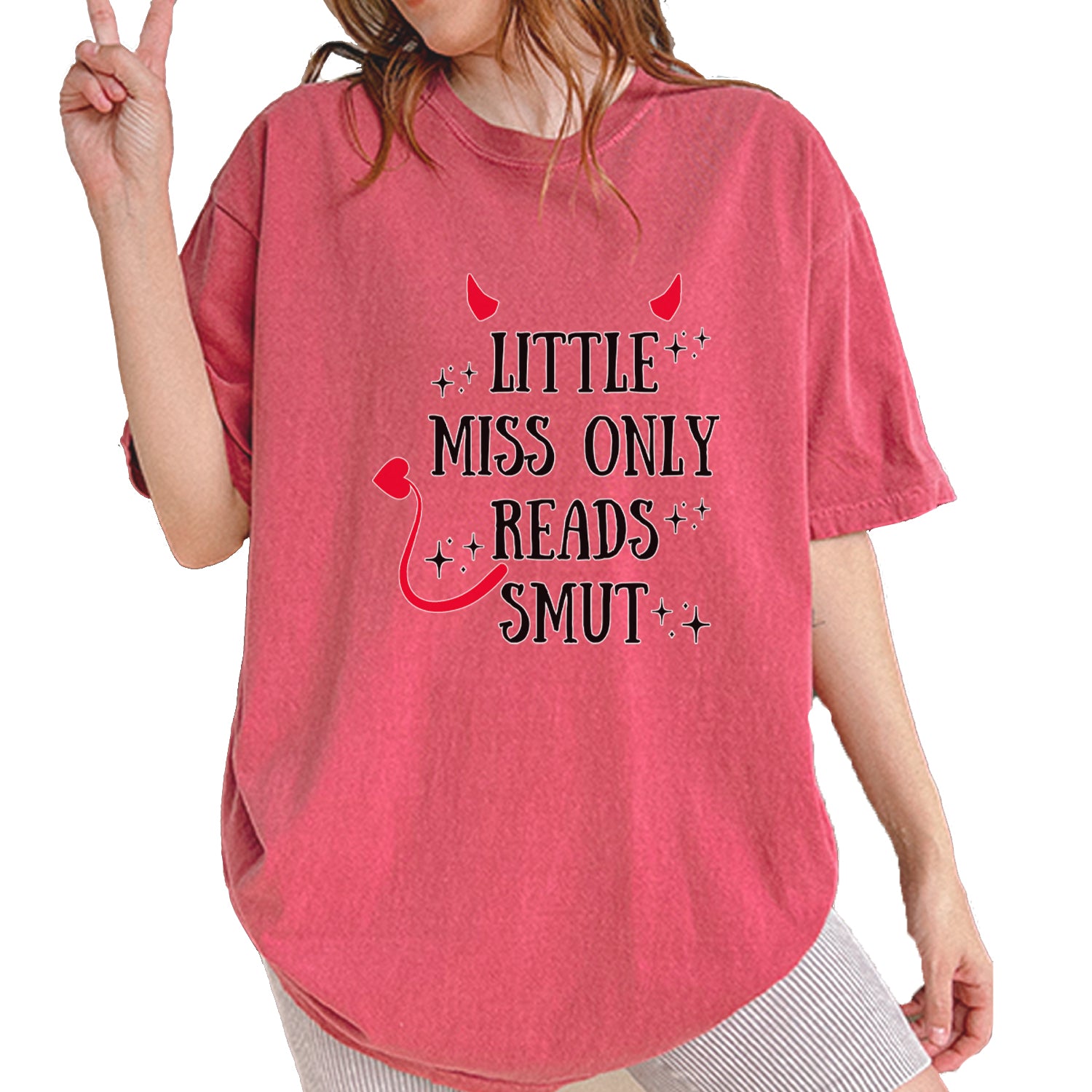 Little Miss Only Reads Smut Devilish Vintage Soft Unisex T-shirt Brick