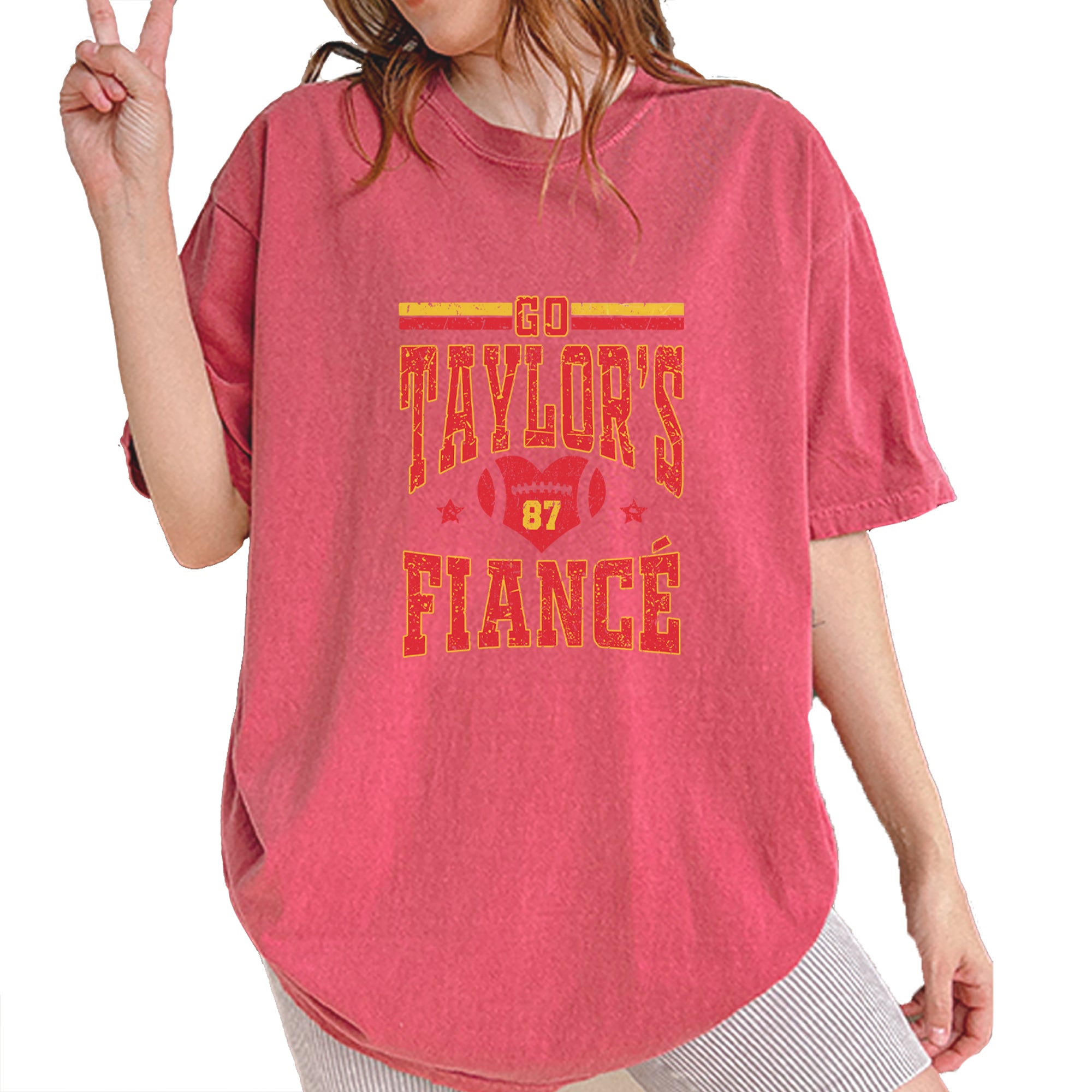 Go Taylor's Fiancé Engagement Game Day Vintage Soft Unisex T-shirt Brick