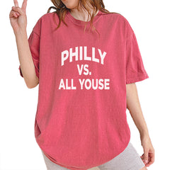 Philly Vs. All Youse Philly Thing graphic on Garment-Dyed Heavyweight Unisex T-Shirt in Brick