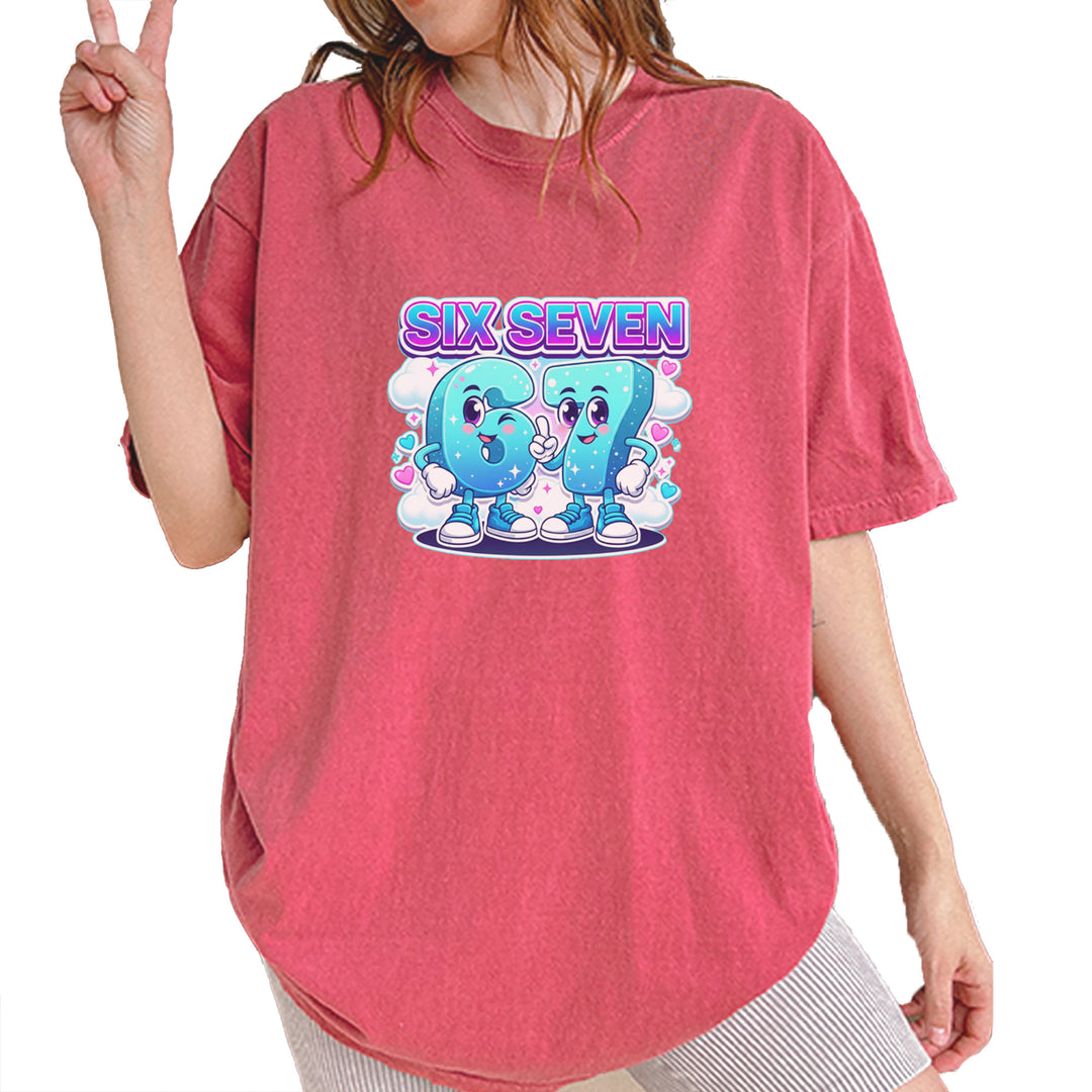 67 Six Seven Meme Kawaii Cloud Vintage Soft Unisex T-shirt Brick