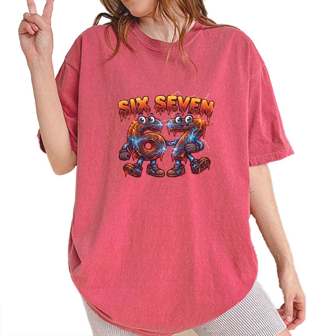 67 Lava Lightning Six Seven Meme Vintage Soft Unisex T-shirt Brick