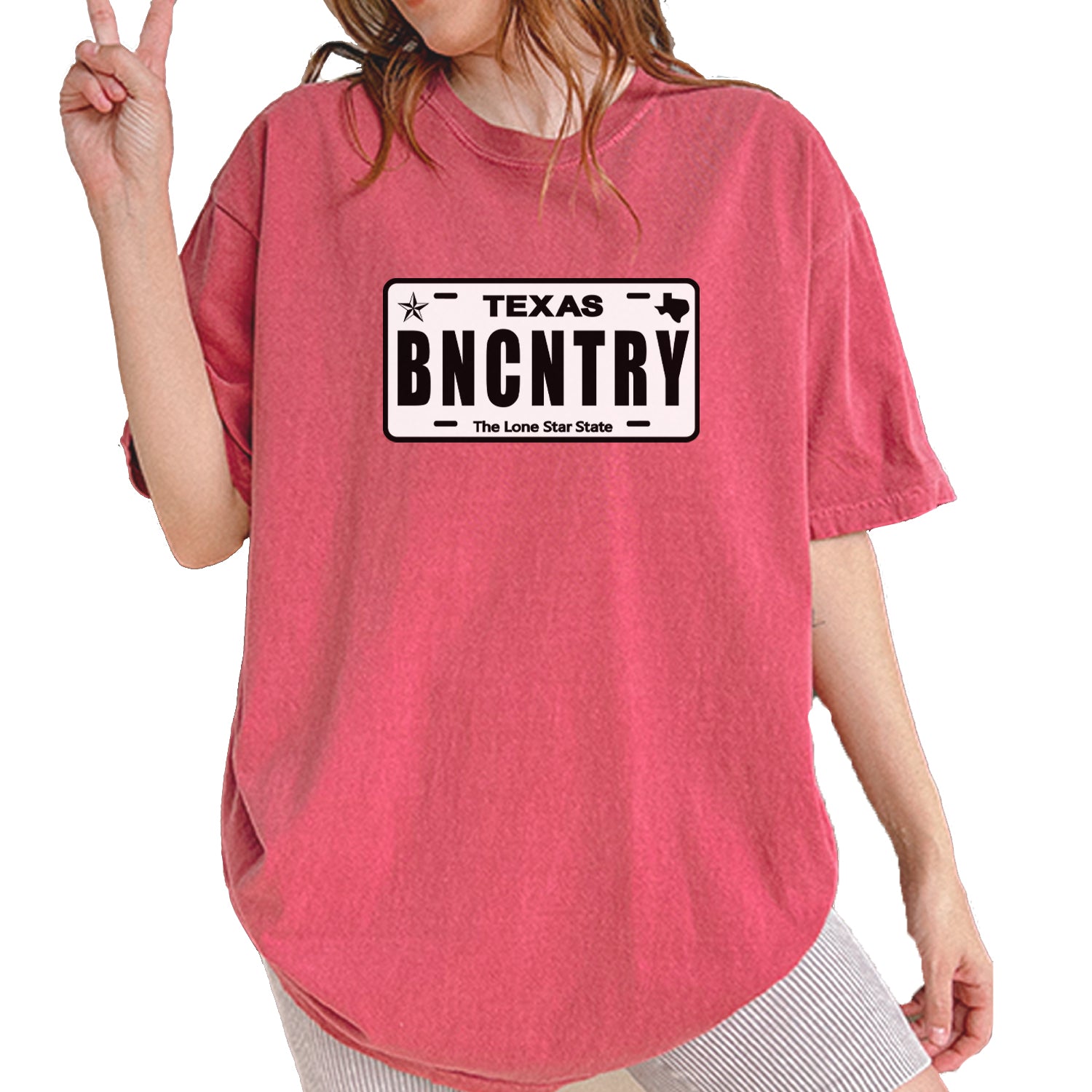 Texas License Plate BNCNTRY Vintage Soft Unisex T-shirt Brick