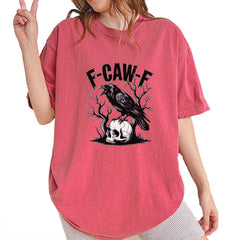F-Caw-F Crow On Skull F-ck Off Gothic Vintage Soft Unisex T-shirt Brick