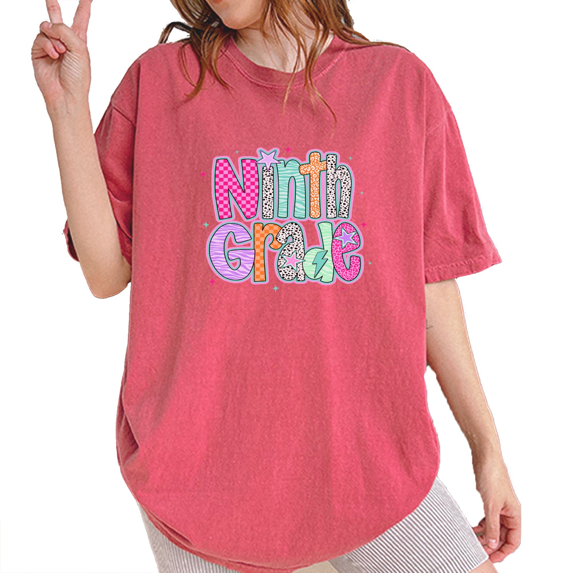 Ninth Grade Freshman Vibes Colorful Back to School Vintage Soft Unisex T-shirt Brick