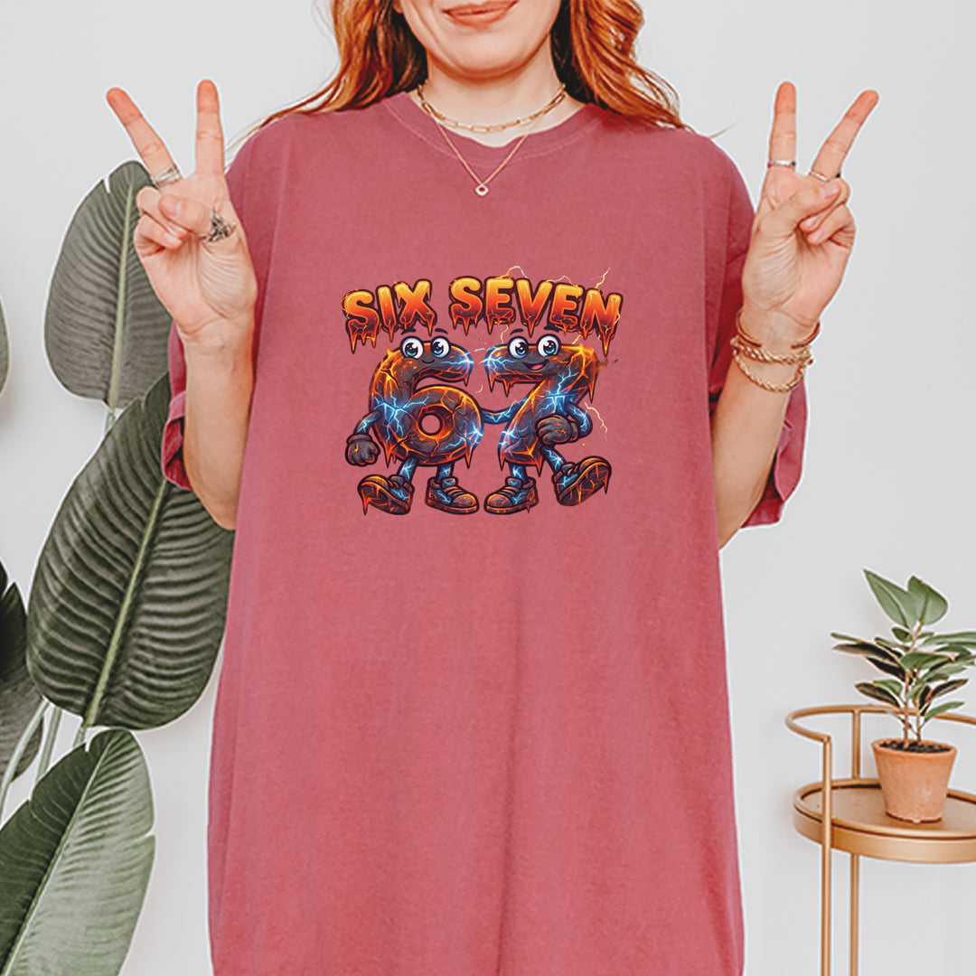 67 Lava Lightning Six Seven Meme Vintage Soft Unisex T-shirt 