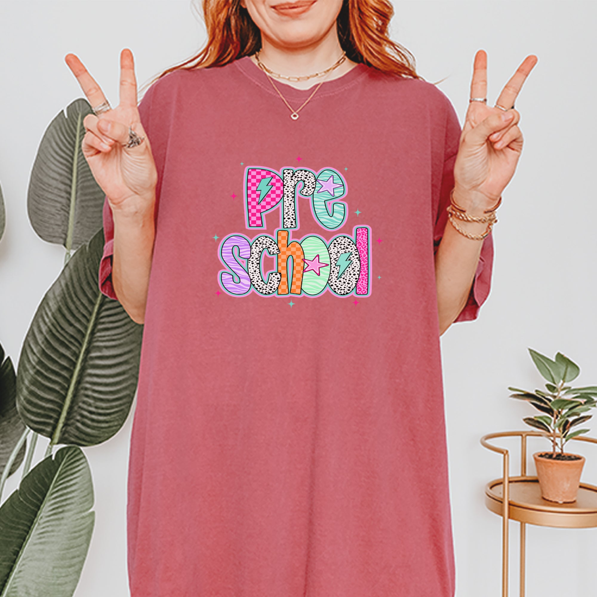 Preschool Power Colorful Back to School Vintage Soft Unisex T-shirt 