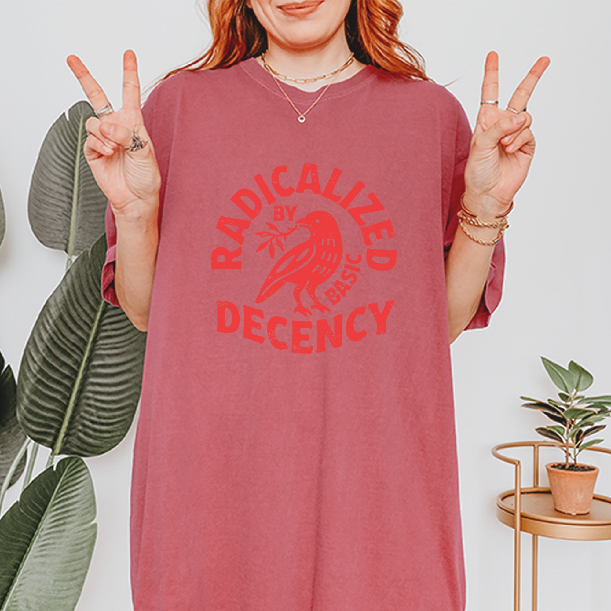 Radicalized by Basic Decency Dove Protest Statement Vintage Soft Unisex T-shirt 