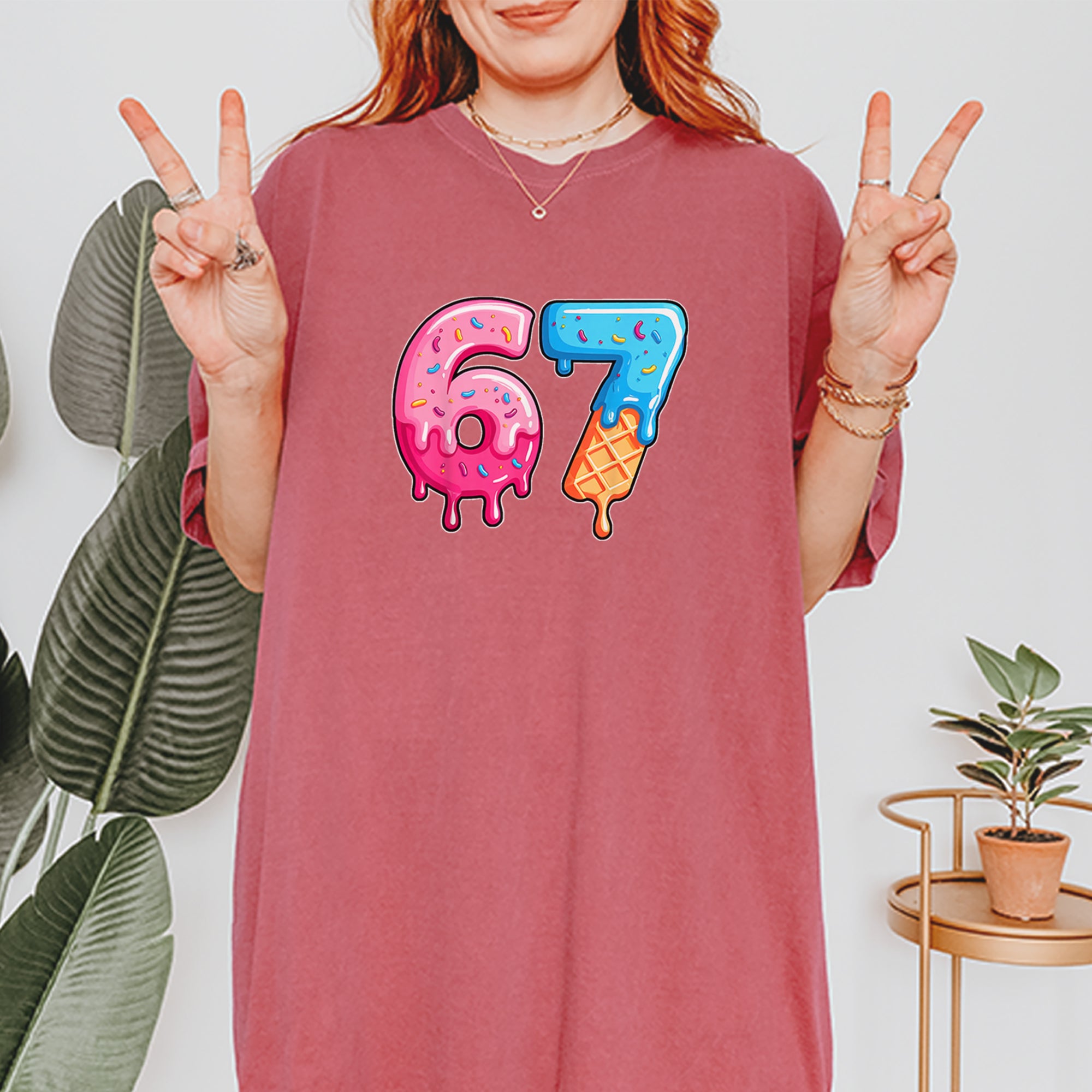 67 Dripping Ice Cream Donut Melt Vintage Soft Unisex T-shirt 