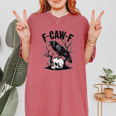 F-Caw-F Crow On Skull F-ck Off Gothic Vintage Soft Unisex T-shirt 