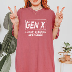 Gen X Lots of Memories No Evidence Nostalgia Vintage Soft Unisex T-shirt 