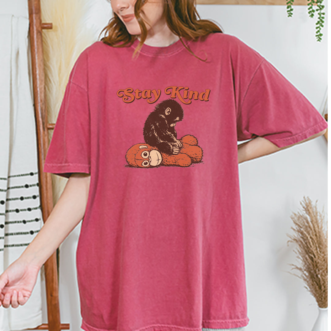 Punch Stay Kind Macaque Vintage Soft Unisex T-shirt 