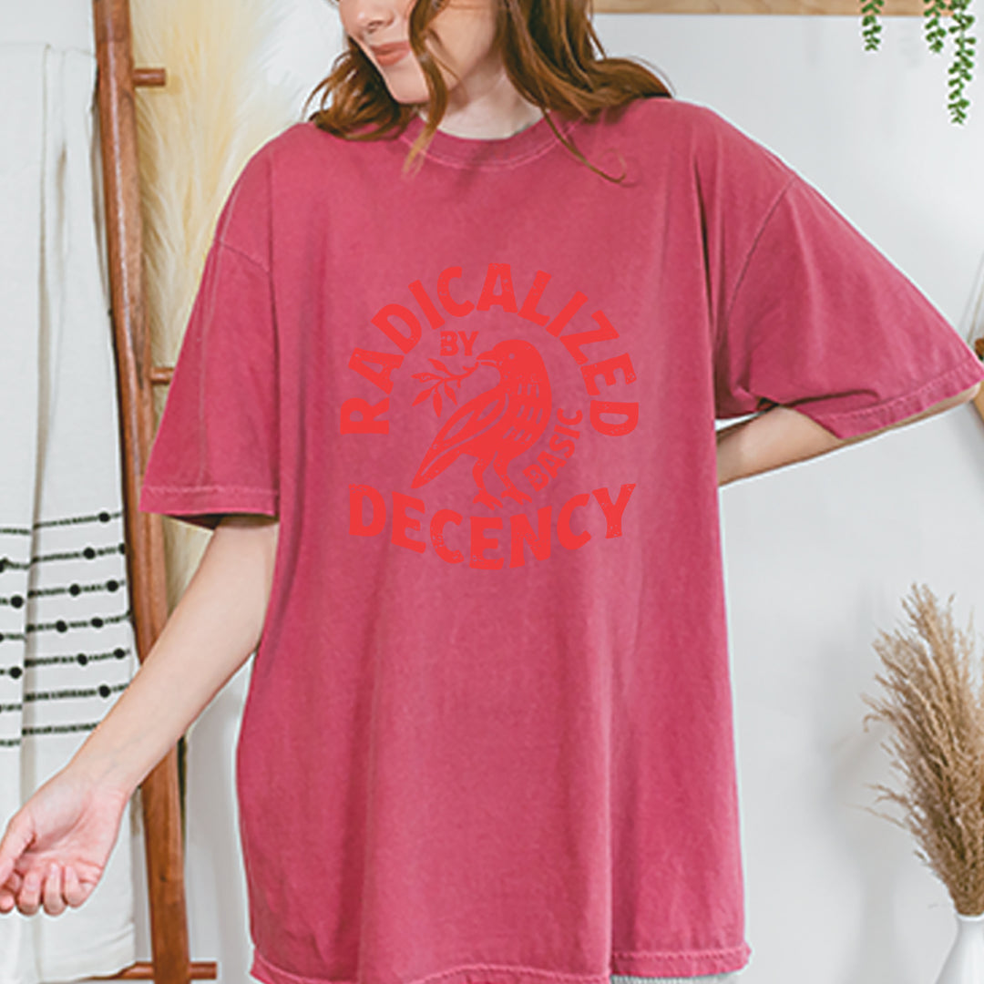 Radicalized by Basic Decency Dove Protest Statement Vintage Soft Unisex T-shirt 