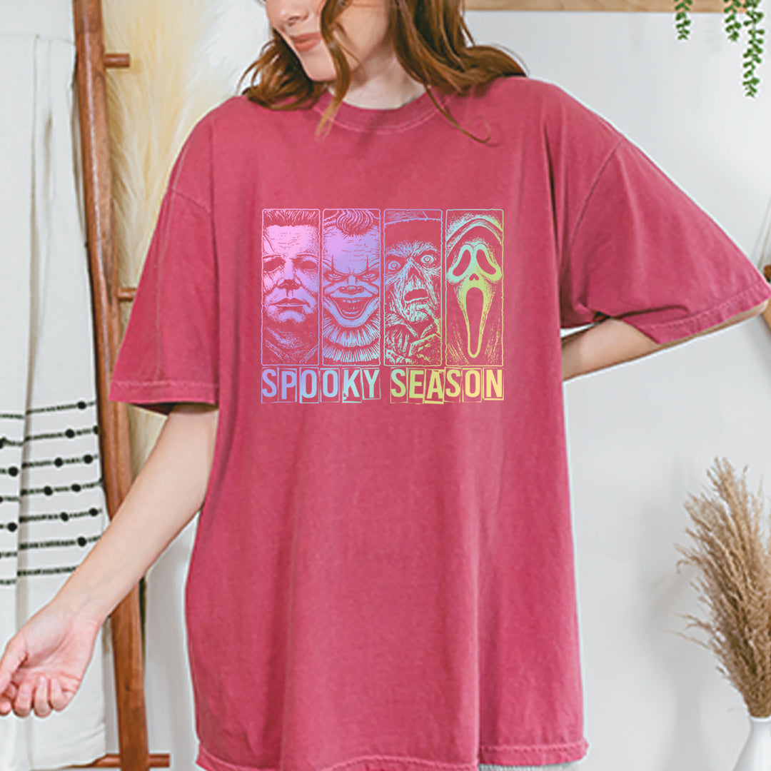 Spooky Season Horror Icons Halloween Vintage Soft Unisex T-shirt 