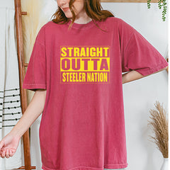 Straight Outta Steeler Nation Football graphic on Garment-Dyed Heavyweight Unisex T-Shirt alternate view 7