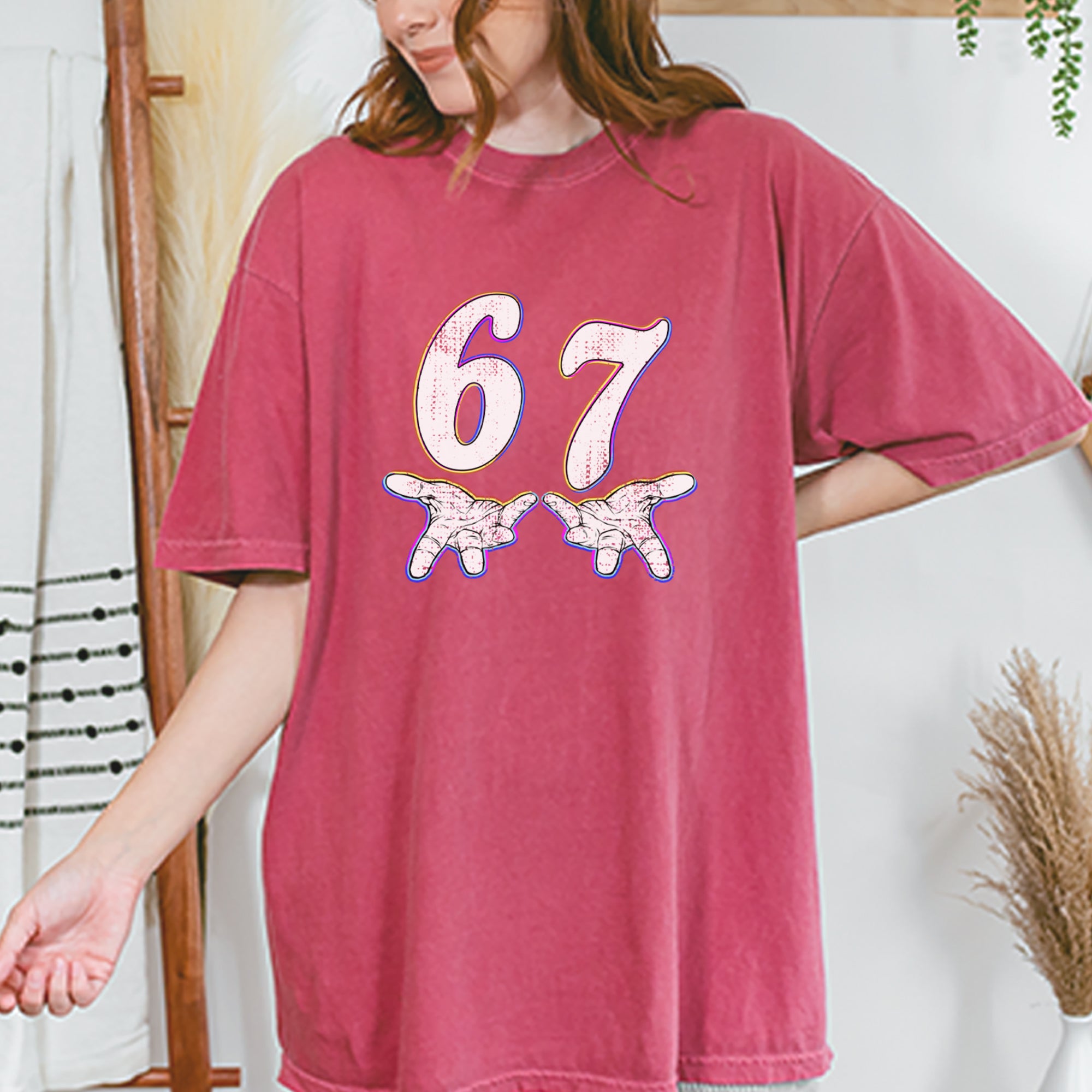 67 Hands Meme Viral Drill Vintage Soft Unisex T-shirt 