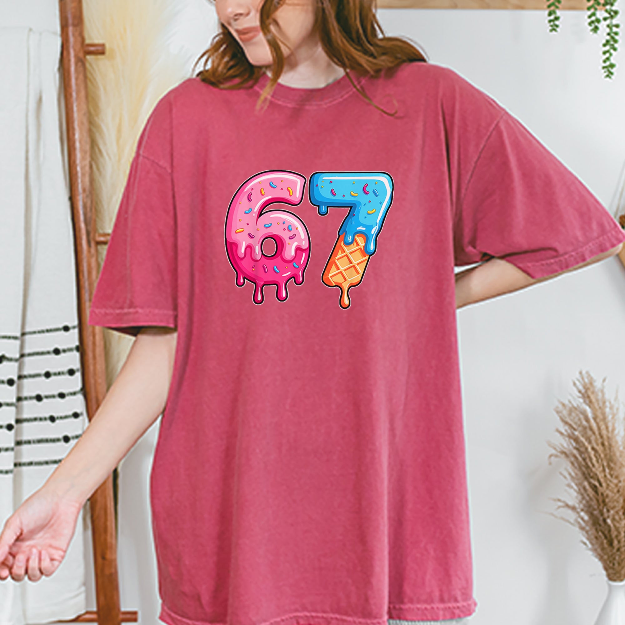 67 Dripping Ice Cream Donut Melt Vintage Soft Unisex T-shirt 