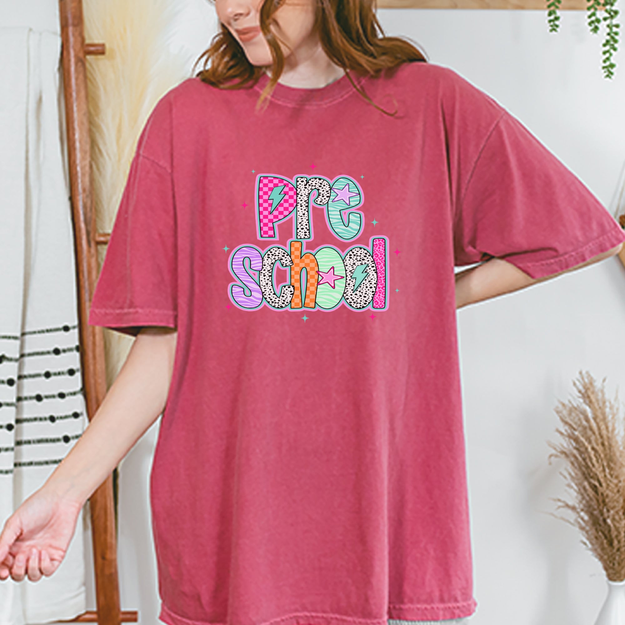 Preschool Power Colorful Back to School Vintage Soft Unisex T-shirt 