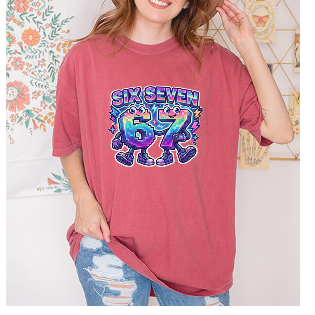 Six Seven 67 Retro Pixel Buddies Vintage Soft Unisex T-shirt 