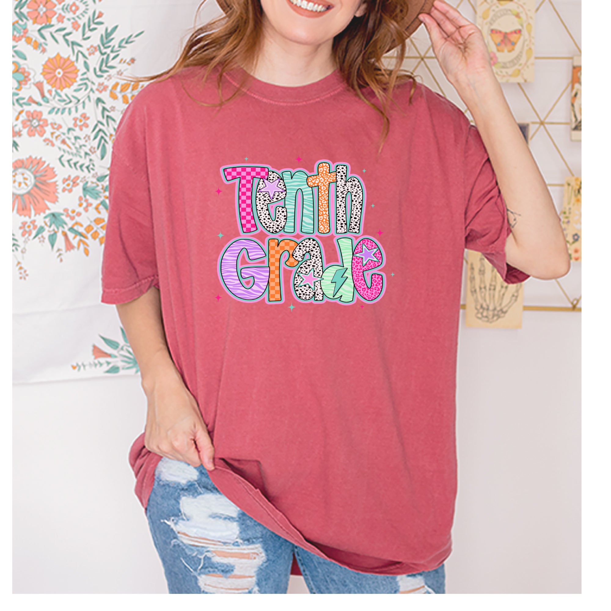 Tenth Grade Trendsetter Colorful Back to School Vintage Soft Unisex T-shirt 
