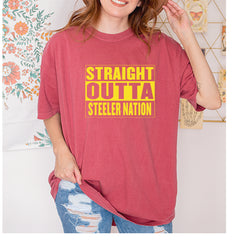 Straight Outta Steeler Nation Football graphic on Garment-Dyed Heavyweight Unisex T-Shirt alternate view 8