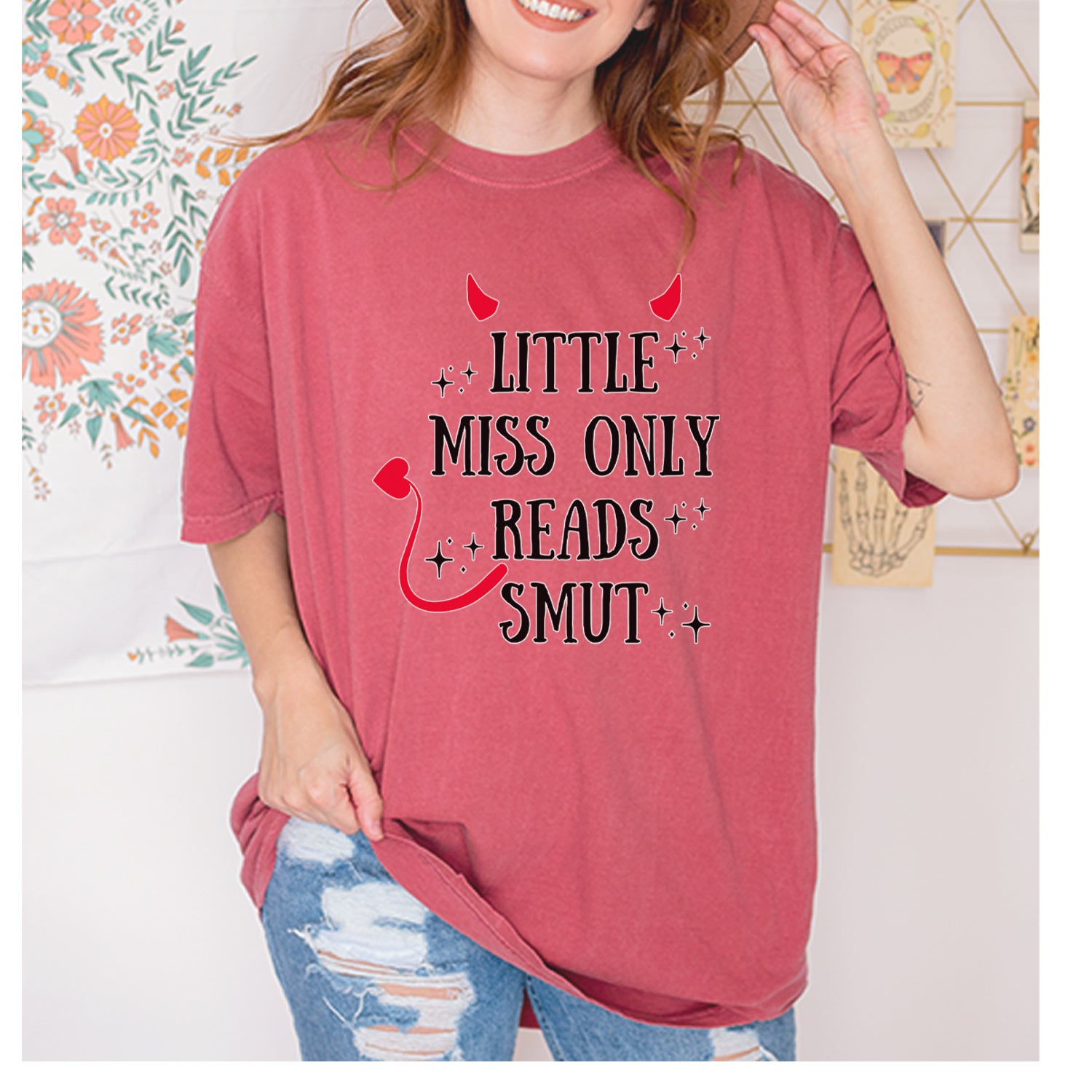 Little Miss Only Reads Smut Devilish Vintage Soft Unisex T-shirt 