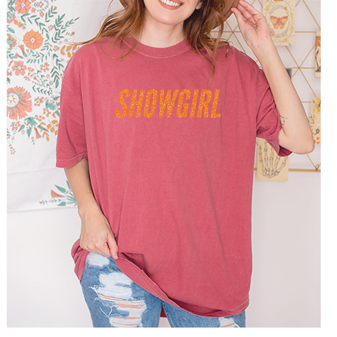 Showgirl Orange Glitter Vintage Soft Unisex T-shirt 