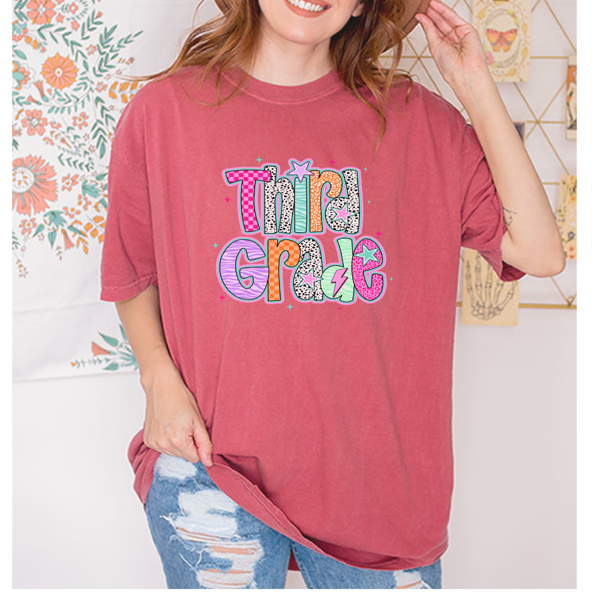 Third Grade Thunder Colorful Back to School Vintage Soft Unisex T-shirt 
