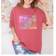 Spooky Season Horror Icons Halloween Vintage Soft Unisex T-shirt 