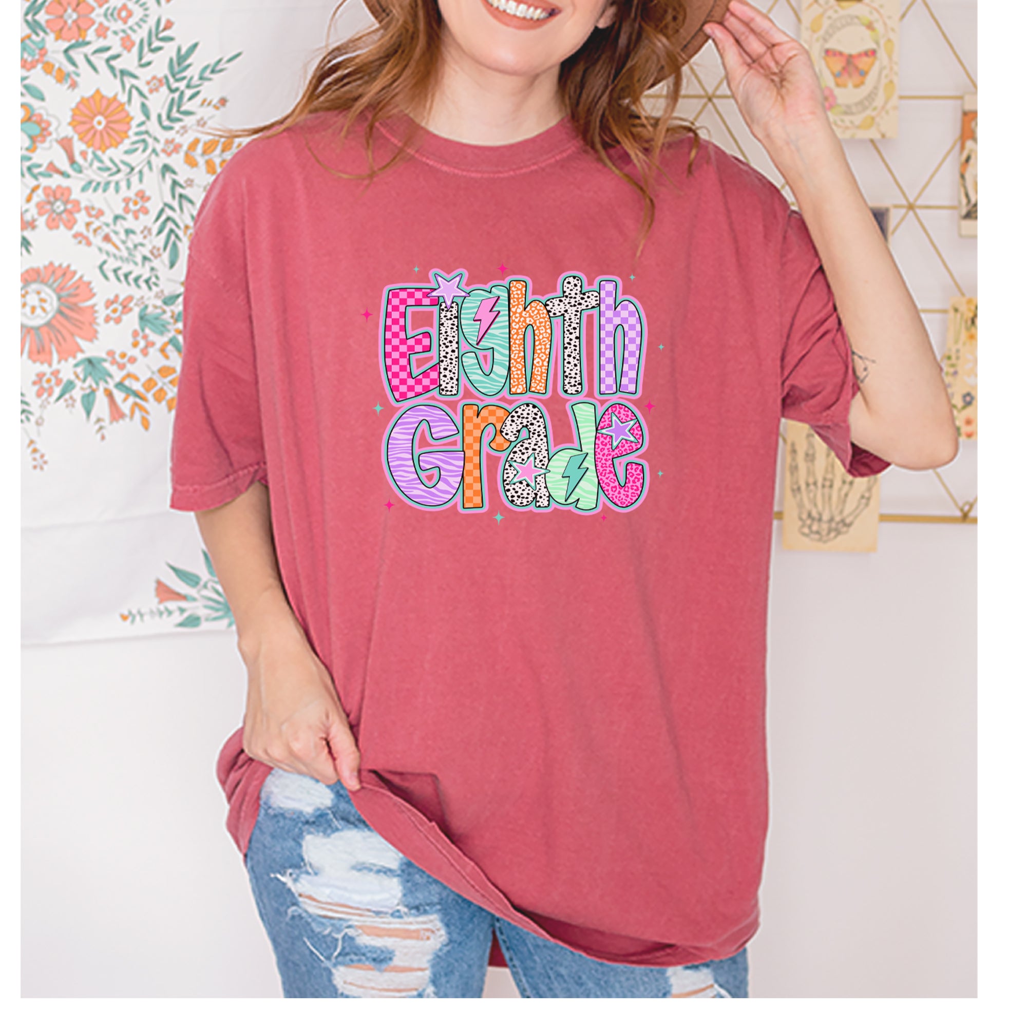 Eighth Grade Energy Colorful Back to School Vintage Soft Unisex T-shirt 