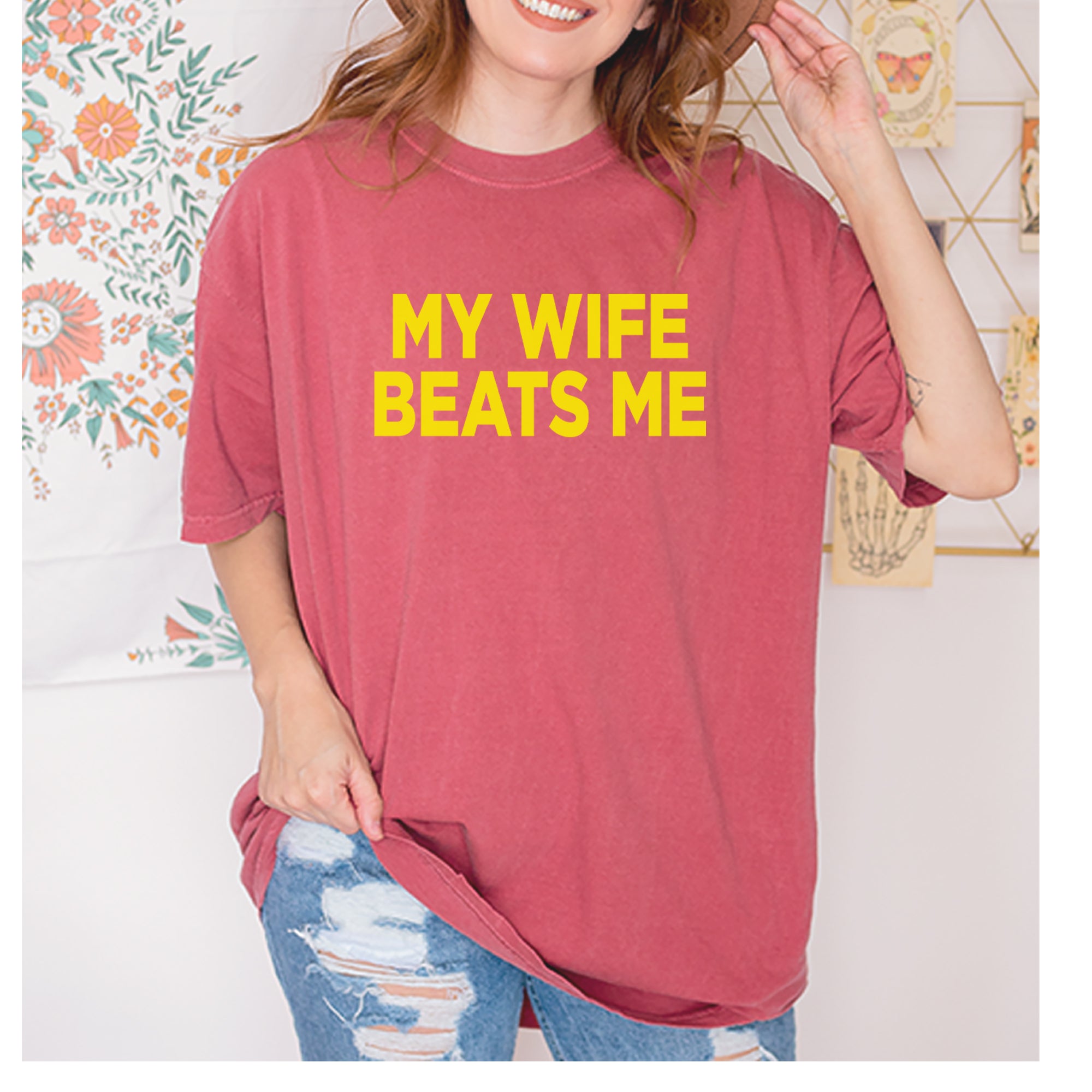 My Wife Beats Me Funny Vintage Soft Unisex T-shirt 