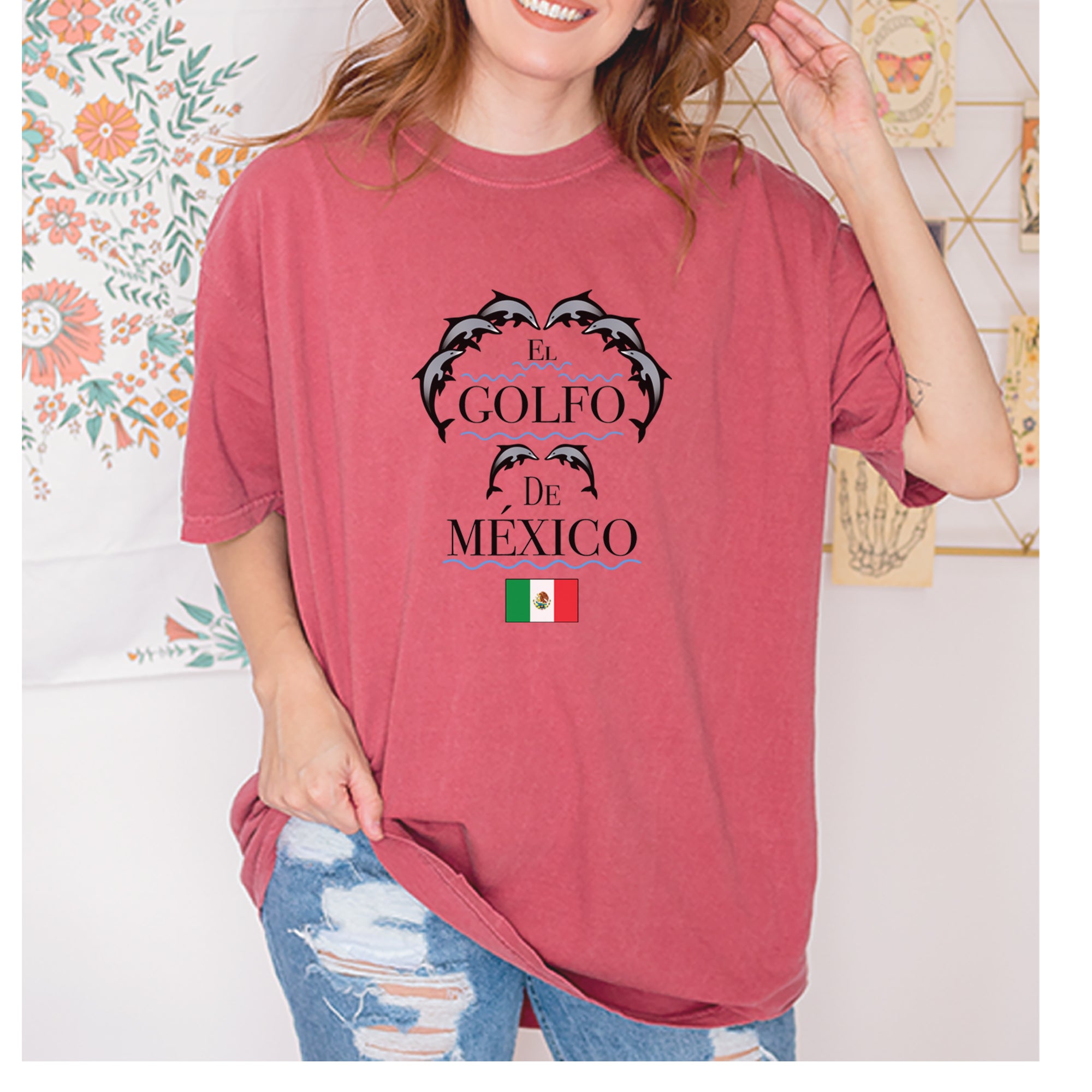 El Golfo De Mexico Dancing Dolphins Vintage Soft Unisex T-shirt 