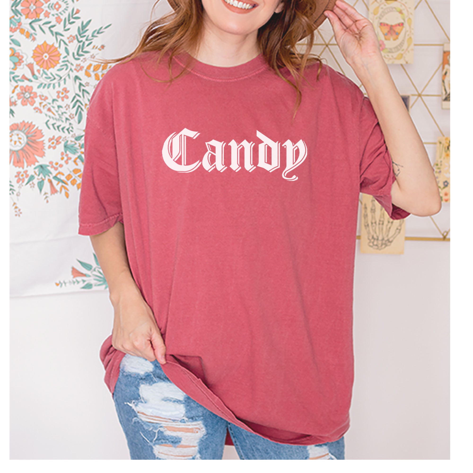 Candy Gothic Lettering Vintage Soft Unisex T-shirt 