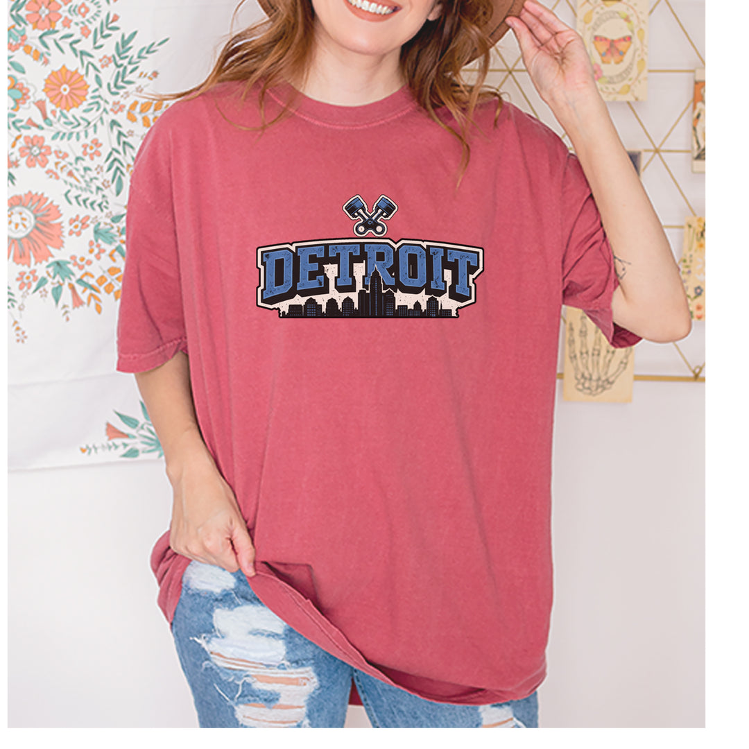 Detroit Motor City Retro Piston Vintage Soft Unisex T-shirt 