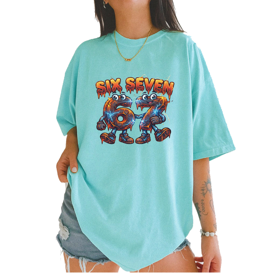 67 Lava Lightning Six Seven Meme Vintage Soft Unisex T-shirt Chalky Mint