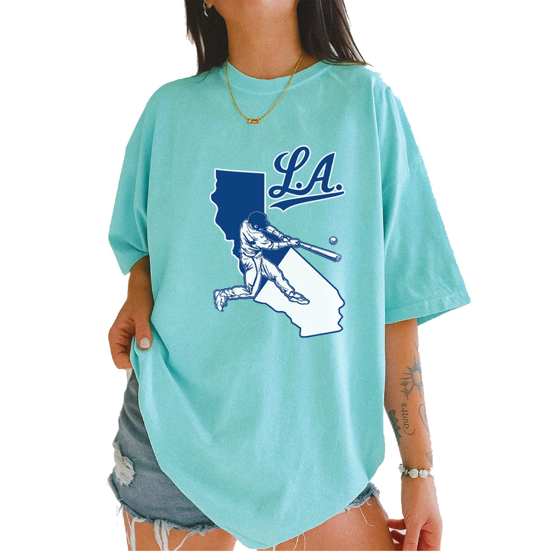 Los Angeles Baseball Batter Up Vintage Soft Unisex T-shirt Chalky Mint