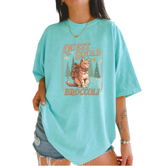 Quest Squad Broccoli Cat Fantasy Reader  Vintage Soft Unisex T-shirt Chalky Mint