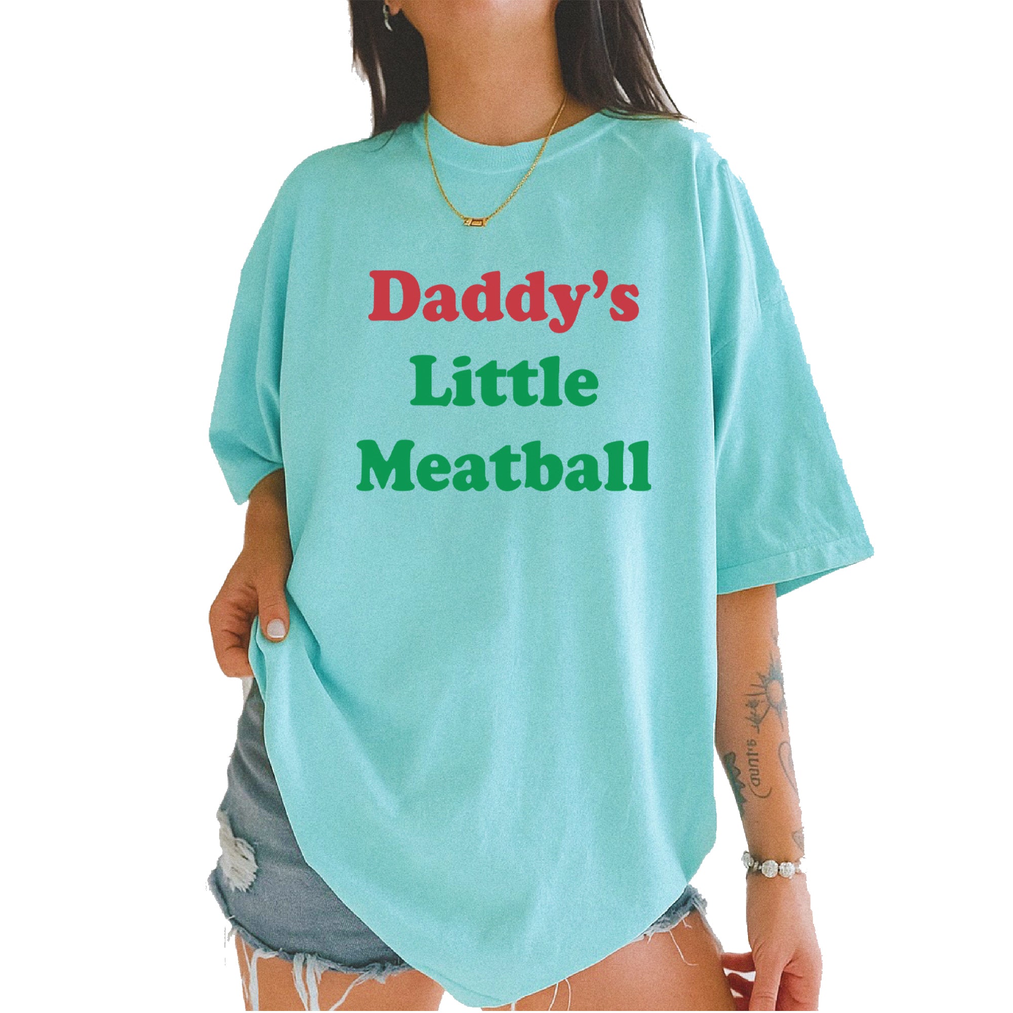 Daddy's Little Meatball Love Island Vintage Soft Unisex T-shirt Chalky Mint