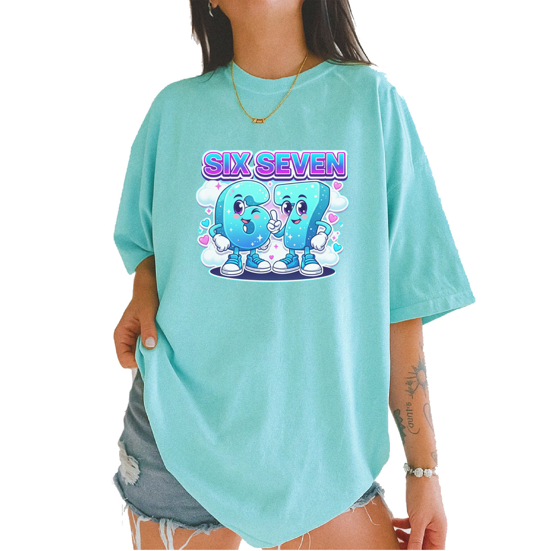 67 Six Seven Meme Kawaii Cloud Vintage Soft Unisex T-shirt Chalky Mint