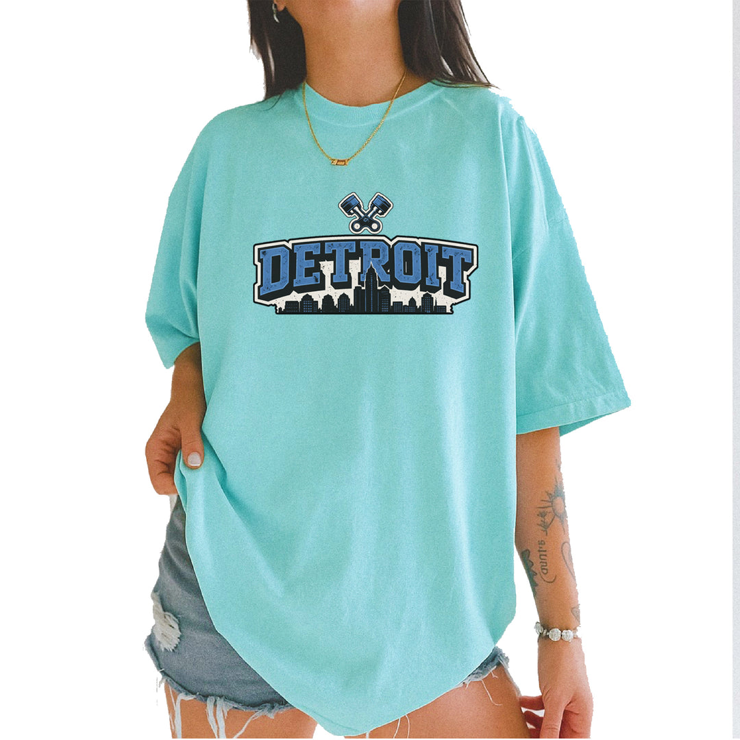 Detroit Motor City Retro Piston Vintage Soft Unisex T-shirt Chalky Mint