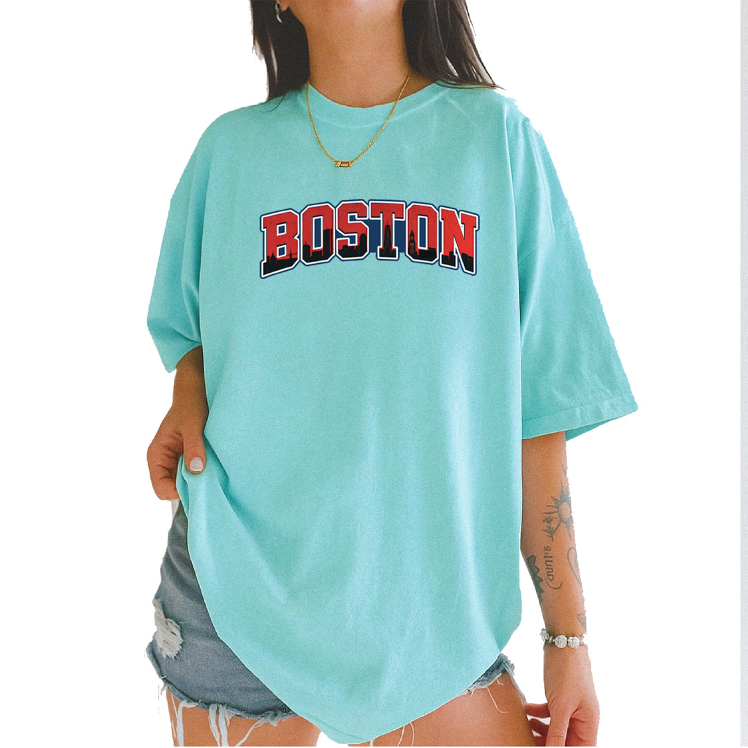 Boston City Pride Skyline Vintage Soft Unisex T-shirt Chalky Mint