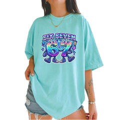 Six Seven 67 Retro Pixel Buddies Vintage Soft Unisex T-shirt Chalky Mint