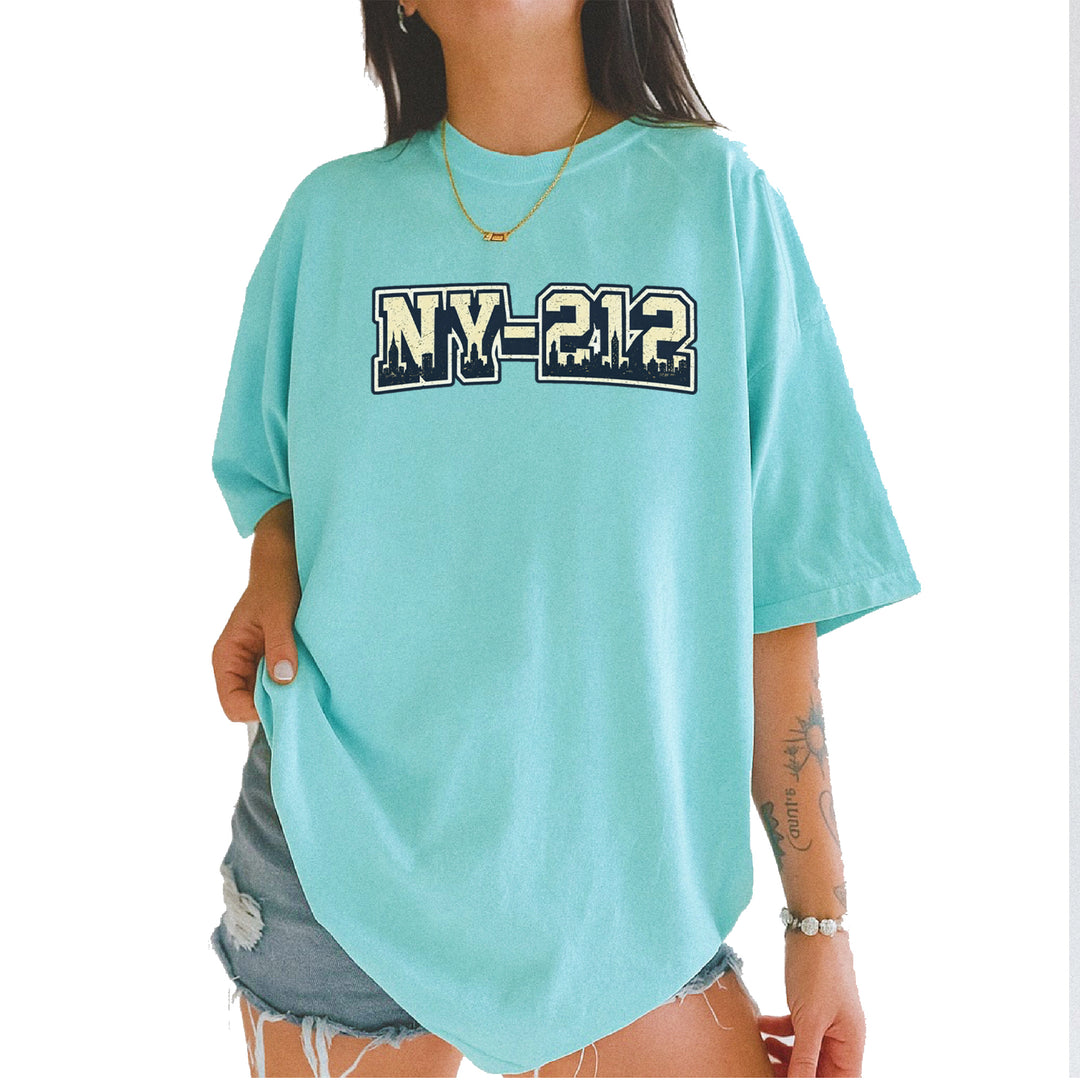 New York City 212 Area Code Skyline  Vintage Soft Unisex T-shirt Chalky Mint