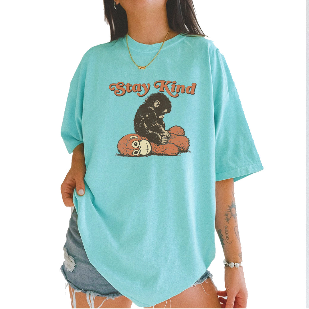 Punch Stay Kind Macaque Vintage Soft Unisex T-shirt Chalky Mint