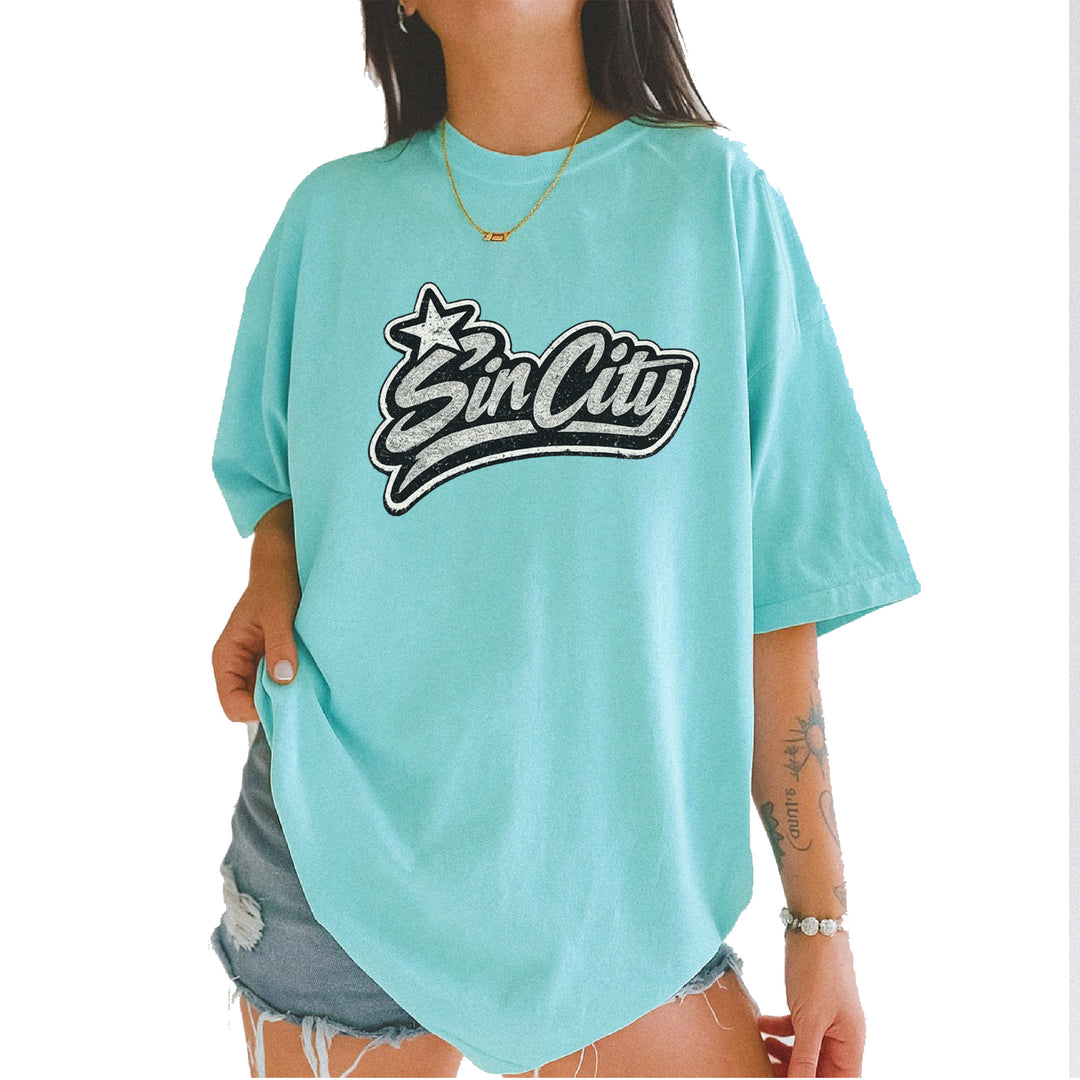 Sin City Vegas Retro Vintage Vintage Soft Unisex T-shirt Chalky Mint