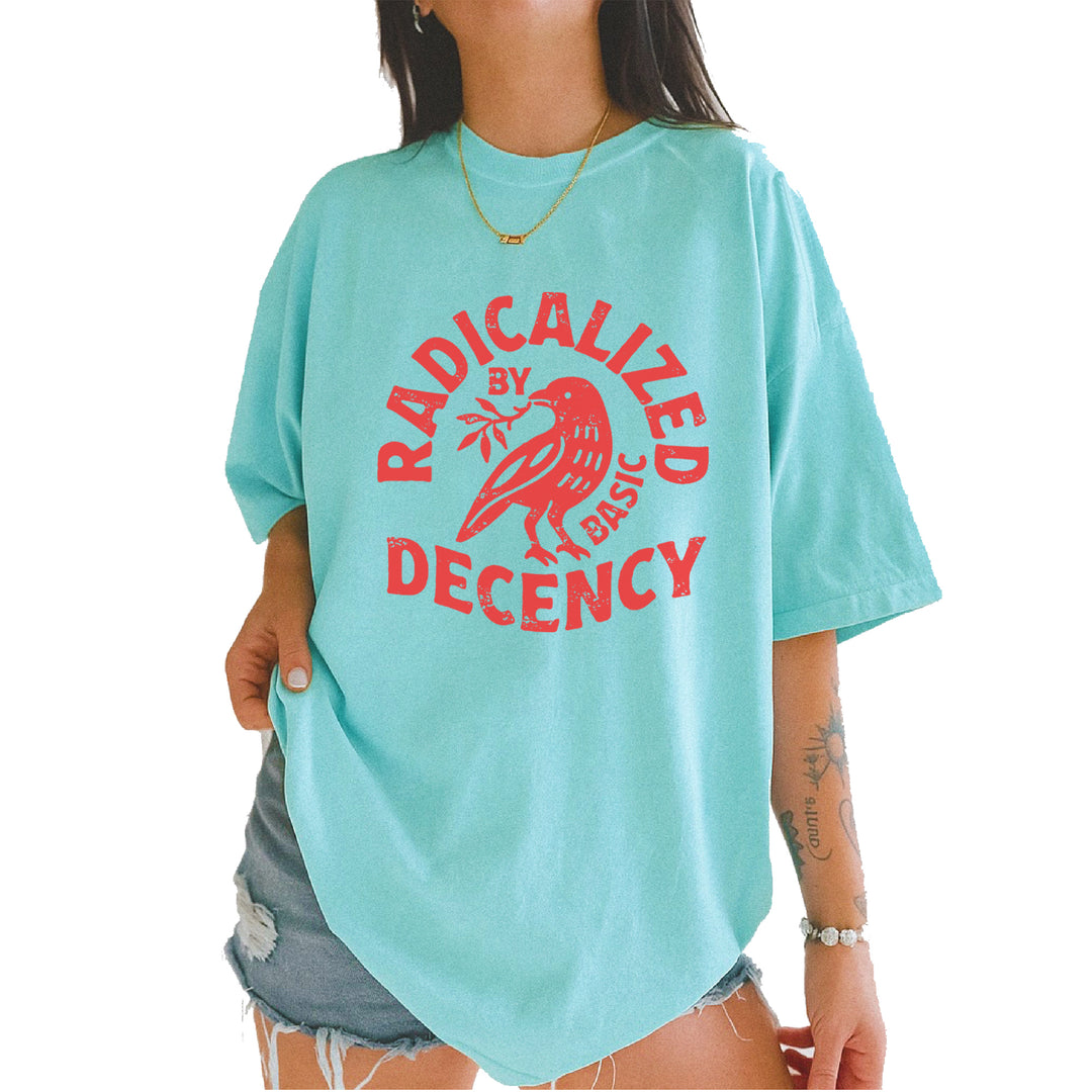 Radicalized by Basic Decency Dove Protest Statement Vintage Soft Unisex T-shirt Chalky Mint