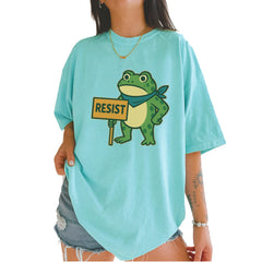 Sign Resist Meme Frog Protest Vintage Soft Unisex T-shirt Chalky Mint