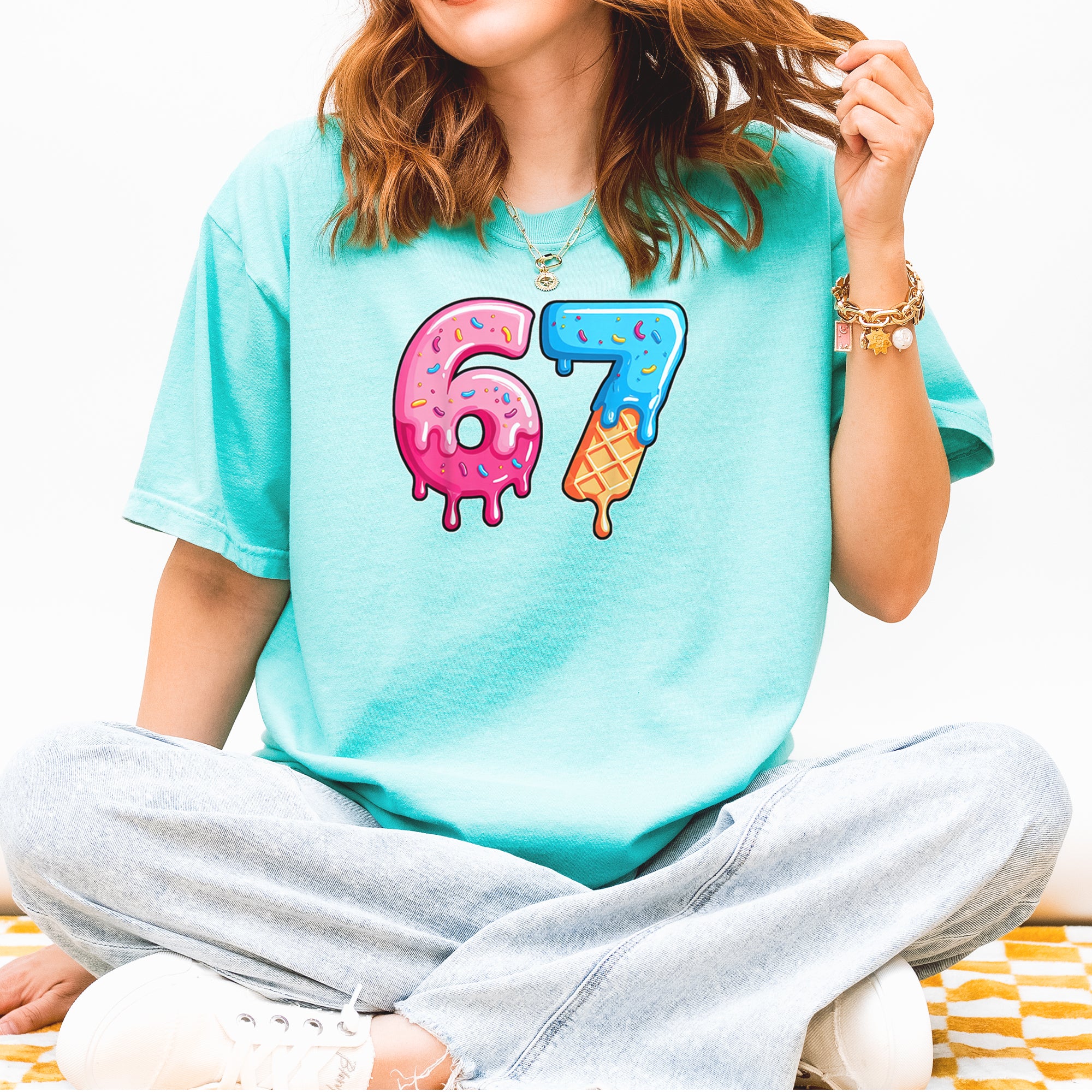 67 Dripping Ice Cream Donut Melt Vintage Soft Unisex T-shirt 