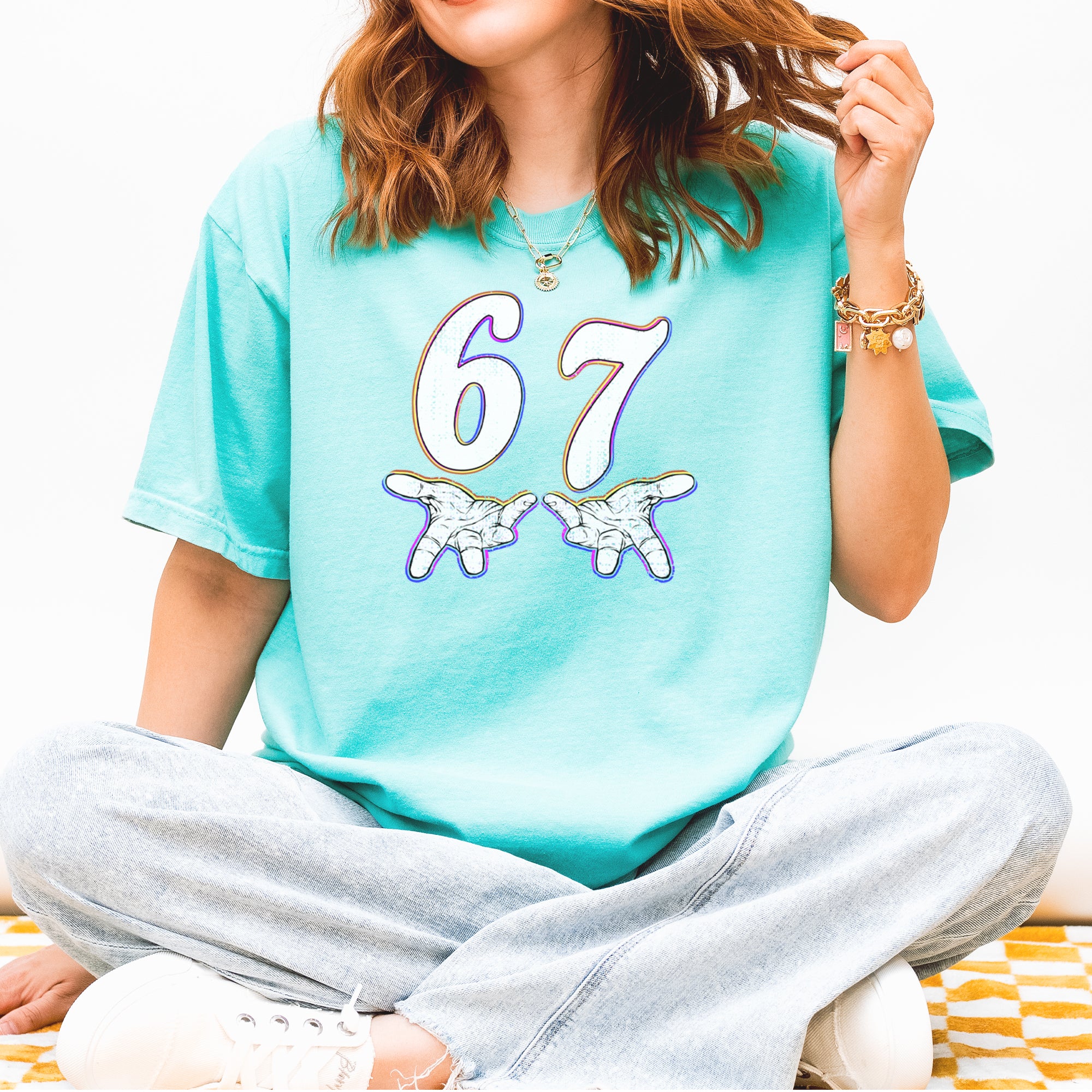 67 Hands Meme Viral Drill Vintage Soft Unisex T-shirt 