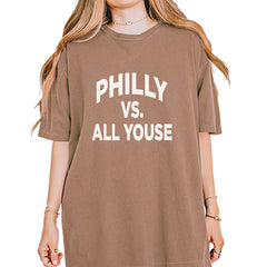 Philly Vs. All Youse Philly Thing graphic on Garment-Dyed Heavyweight Unisex T-Shirt in Espresso
