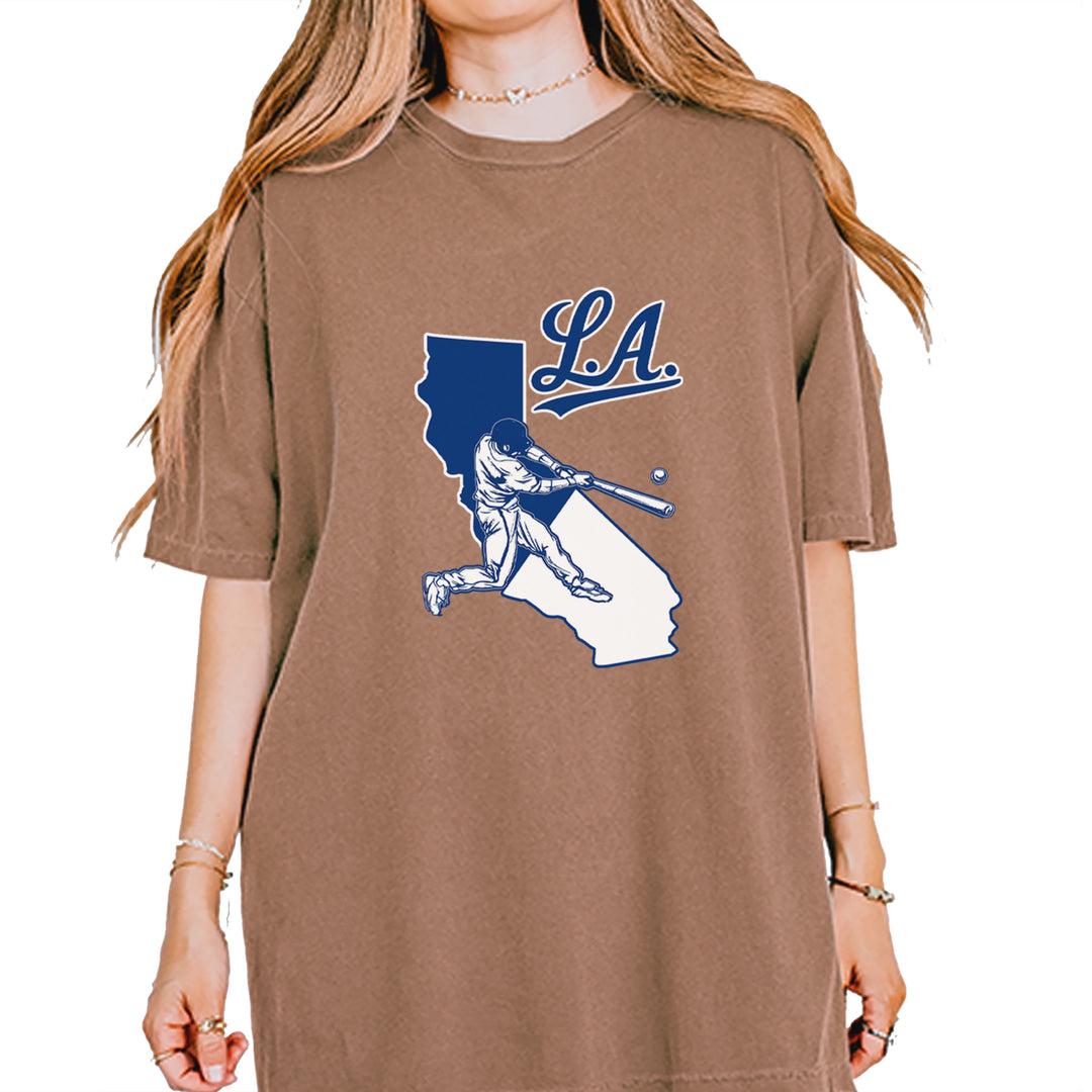 Los Angeles Baseball Batter Up Vintage Soft Unisex T-shirt Espresso